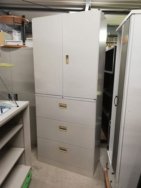 H2095 okamura 上下書庫(上両開き下3段ラテラル)